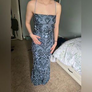 Blue sequin mermaid Windsor prom dress